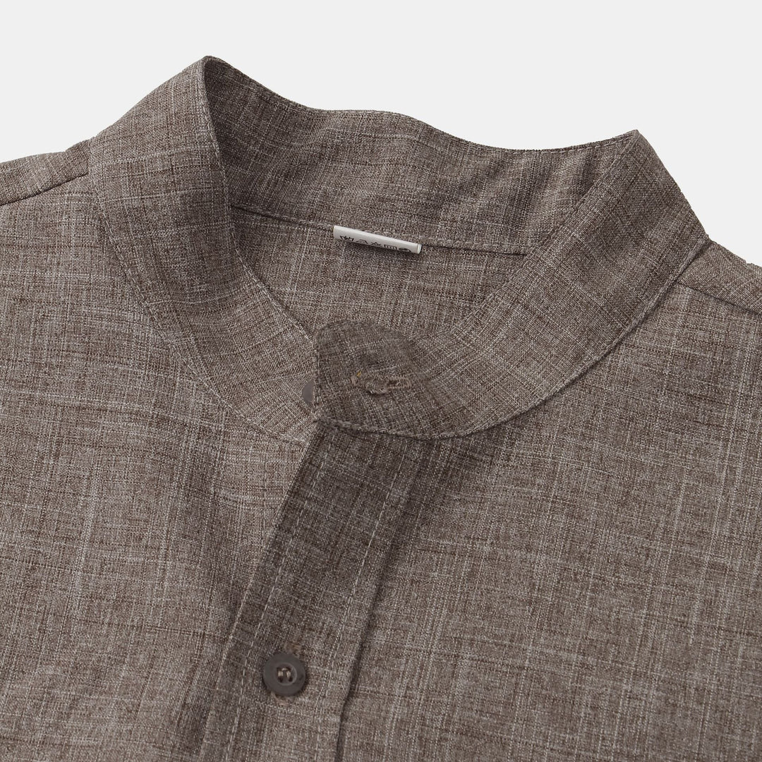 Camicia in cotone unita con bottoni
