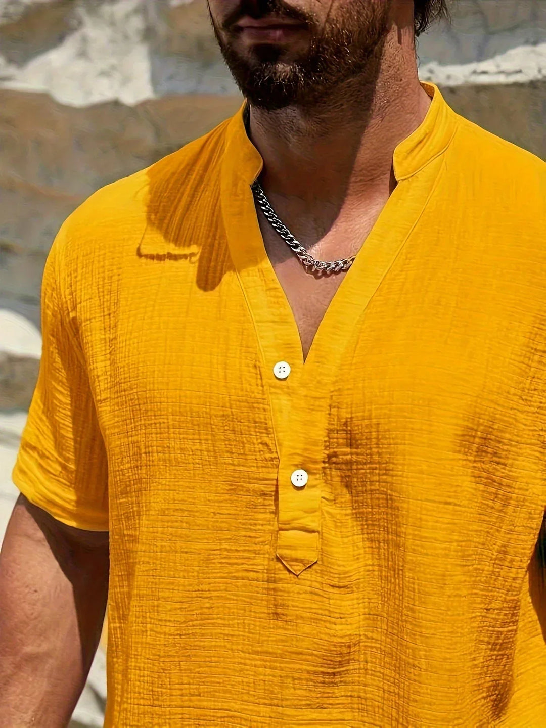 Camicia estiva elegante con colletto alto