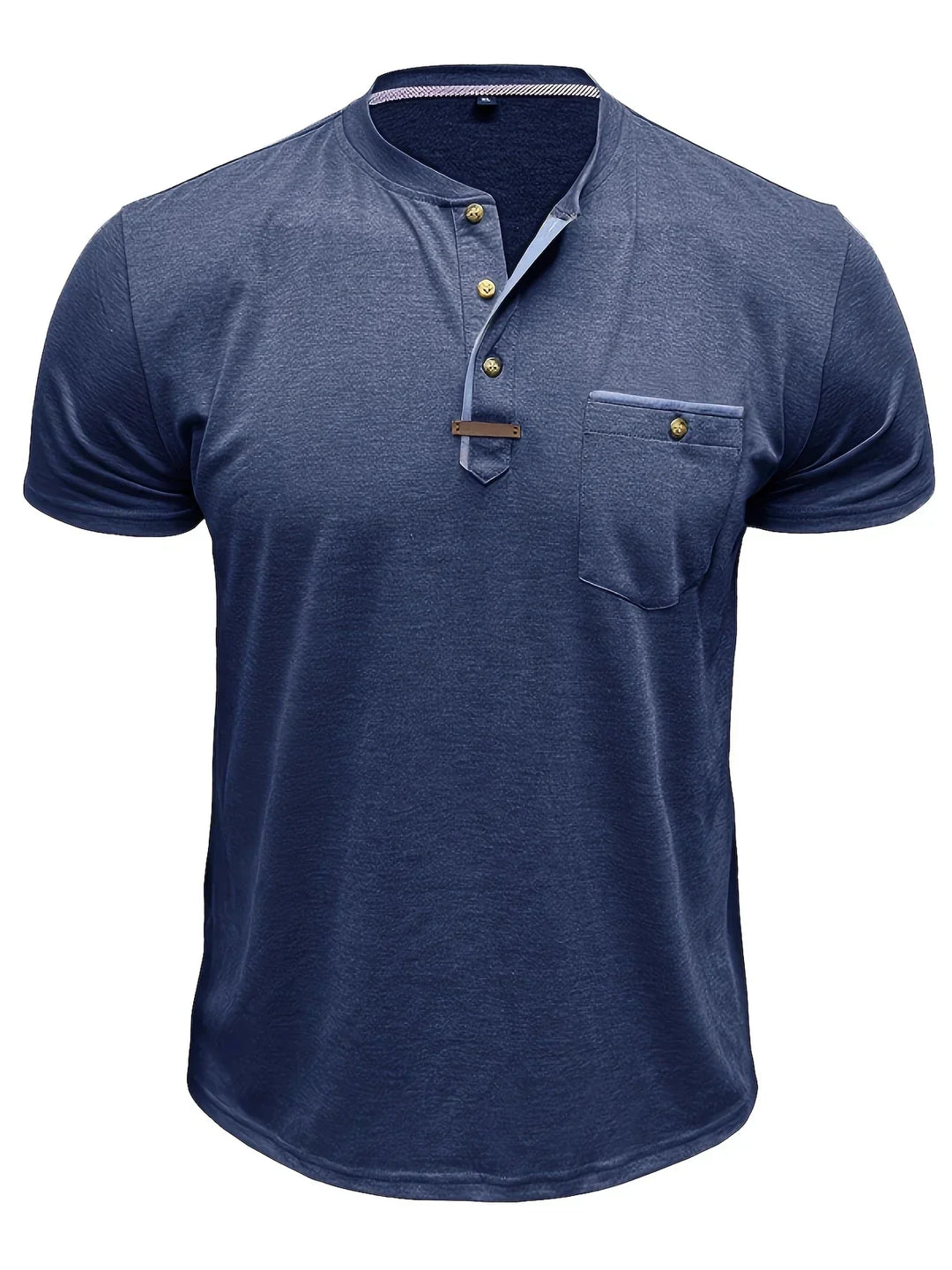 T-shirt elegante con colletto rotondo e tasca