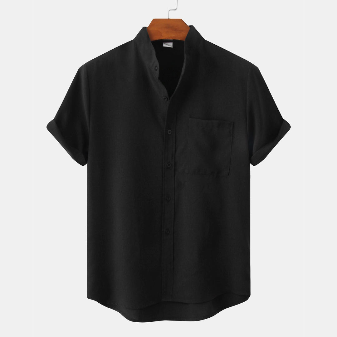 Camicia in cotone unita con bottoni