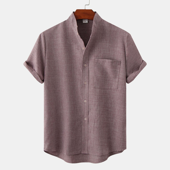 Camicia in cotone unita con bottoni