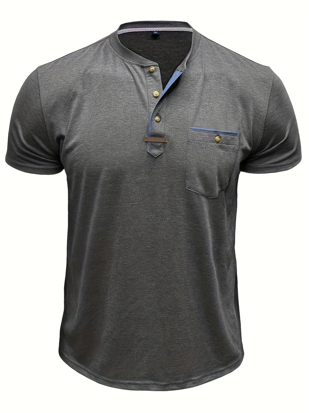 T-shirt elegante con colletto rotondo e tasca