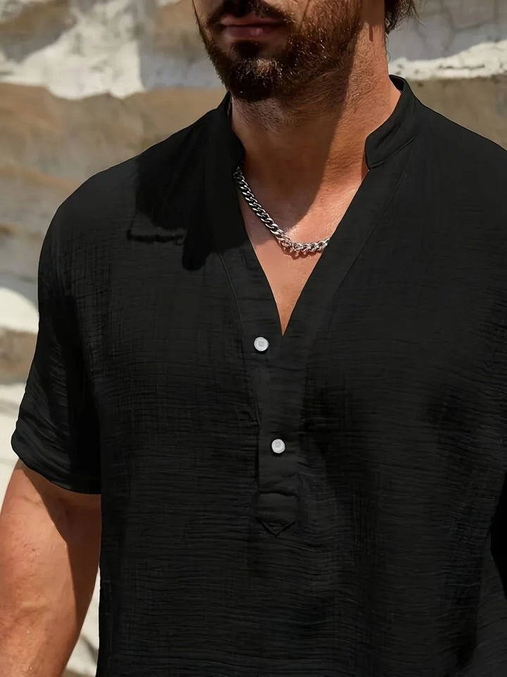 Camicia estiva elegante con colletto alto