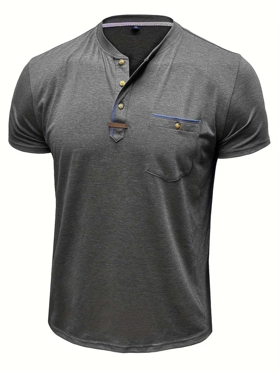 T-shirt elegante con colletto rotondo e tasca