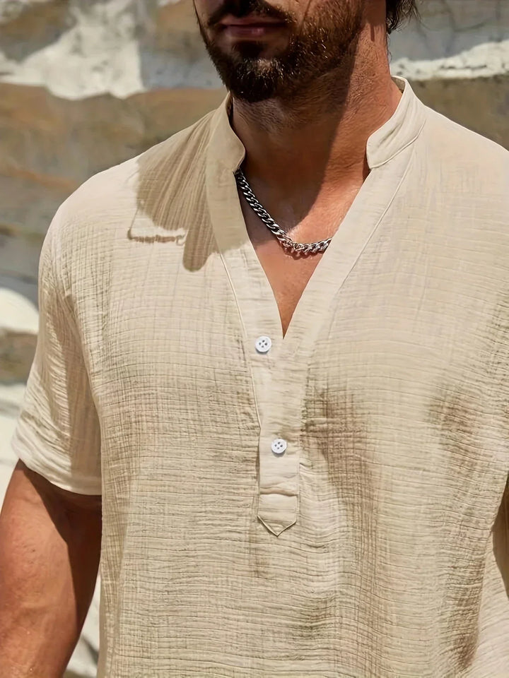 Camicia estiva elegante con colletto alto