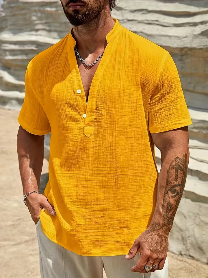 Camicia estiva elegante con colletto alto