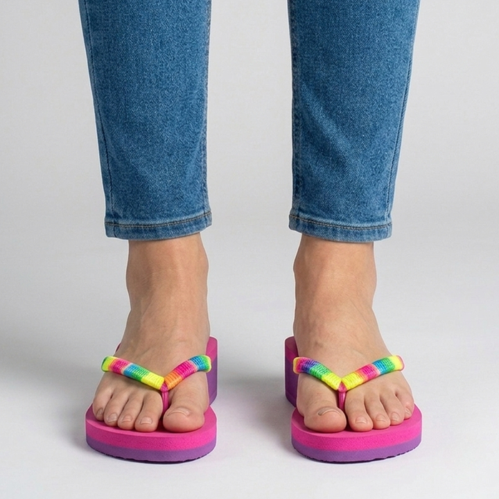 Zeppa infradito multicolor con plateau bicolore